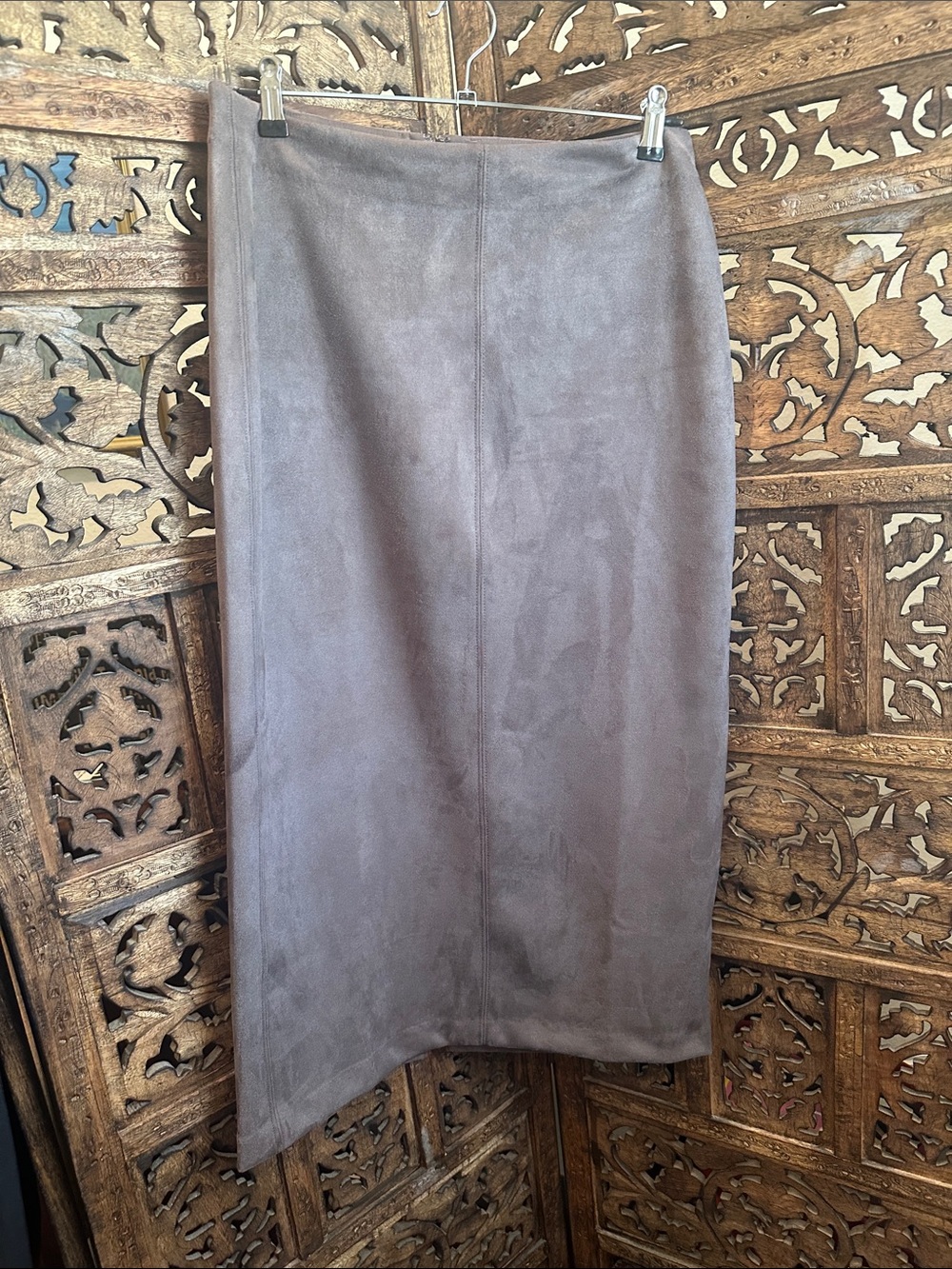 GAP Taupe Suede-Look Midi Pencil Skirt size 10